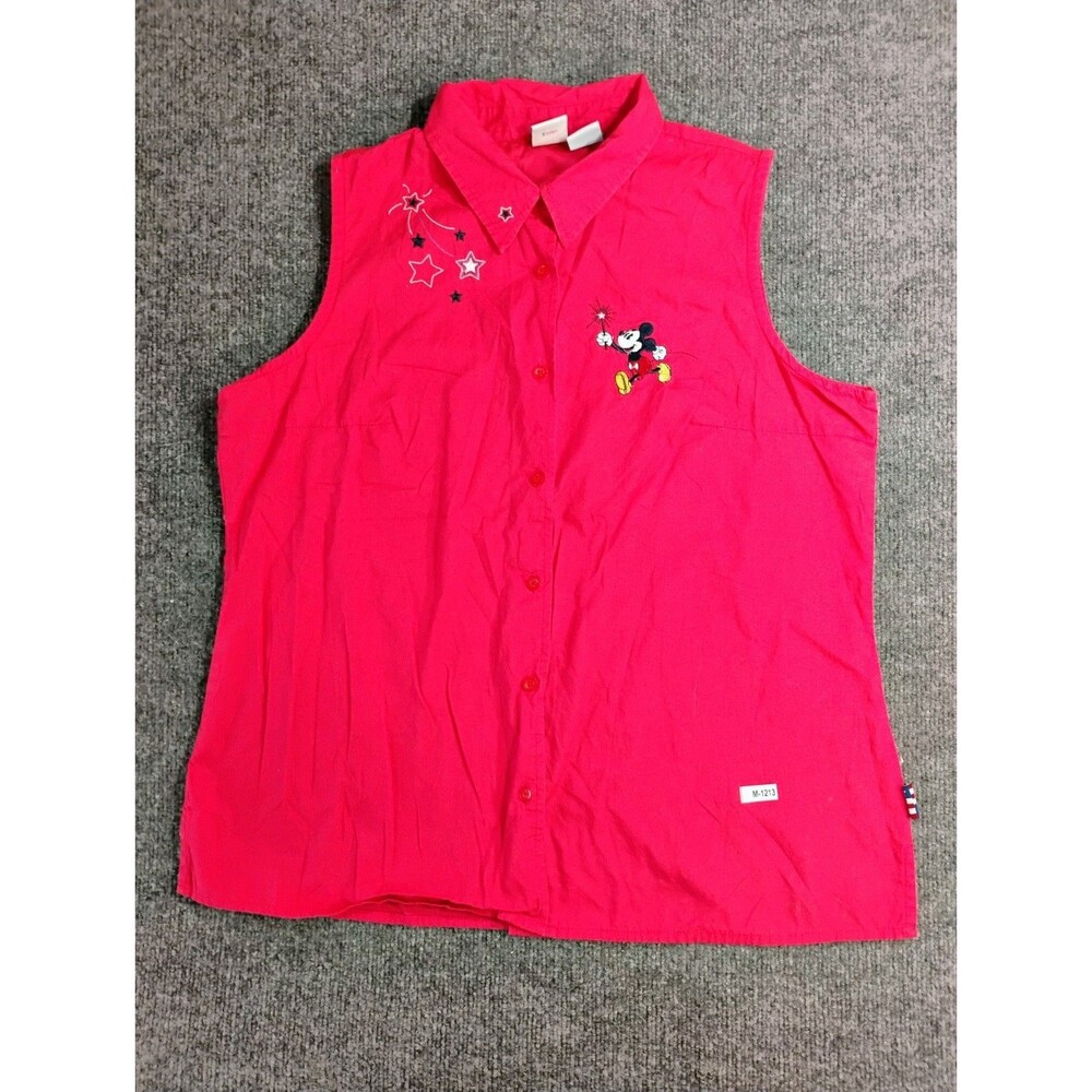Disney Parks Mickey Mouse Fireworks Button Front Shirt Women's XL Pink
